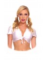 Top court, manches courtes , attache nœud devant - ML25076WHT