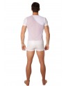 T-shirt blanc maille et brillance ajourée - LM902-81WHT
