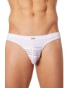 Slip brief blanc rayé opaque et transparent - LM906-61WHT