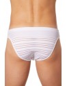 Slip brief blanc rayé opaque et transparent - LM906-61WHT