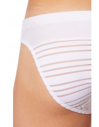 Slip brief blanc rayé opaque et transparent - LM906-61WHT