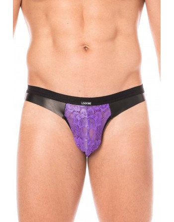 Jock violet en dentelle et simili cuir - LM2002-27PUR