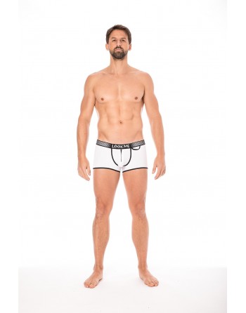 Mini-Pants blanc échancré avec zip - LM2003-68WHT