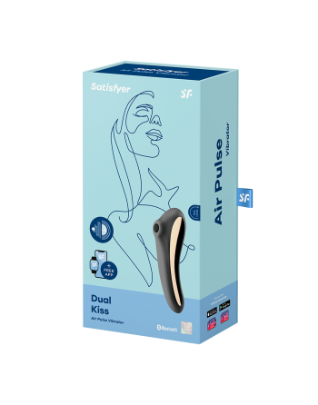 2 en 1 Stimulateur de clitoris et vibromasseur connecté USB noir Dual Kiss Satisfyer - CC597797