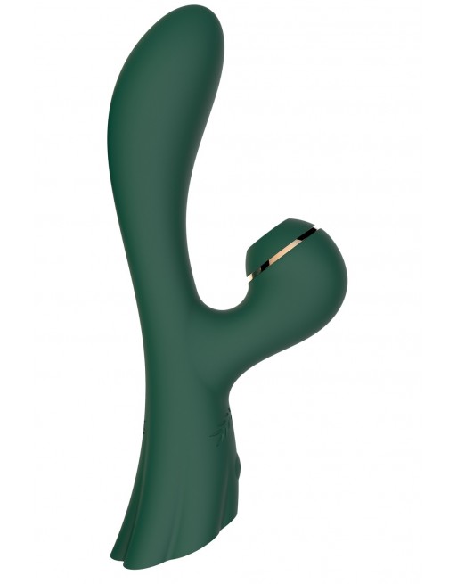 Vibromasseur double stimulation point G et clitoris par succion vert USB - FAIRYGREEN