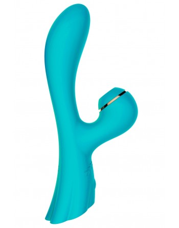 Vibromasseur double stimulation point G et clitoris par succion bleu USB - FAIRYBLUE