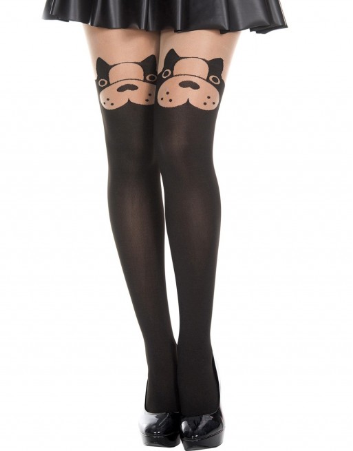 Collant semi opaque avec tête de chien fantaisie - MH7159BBE Collant semi opaque avec tête de chien fantaisie - MH7159BBE