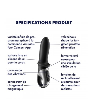 Vibromasseur noir USB, chauffant et connecté Hot Passion Satisfyer - CC597790