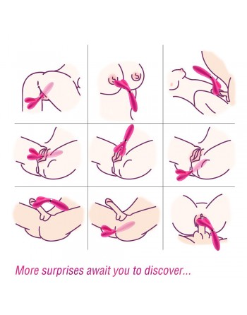 Vibromasseur Wand  rose en forme de Y avec 3 moteurs - USK-W04PNK