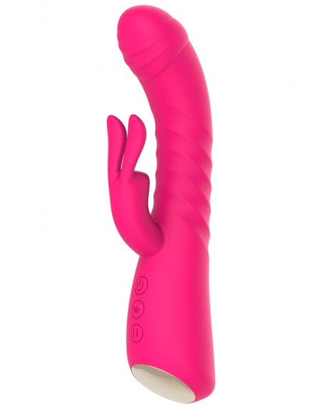 Vibromasseur rabbit rose chauffant avec fonction va-et-vient, USB - WS-NV040