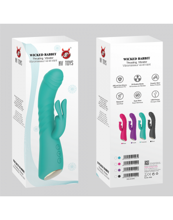 Vibromasseur rabbit rose chauffant avec fonction va-et-vient, USB - WS-NV040